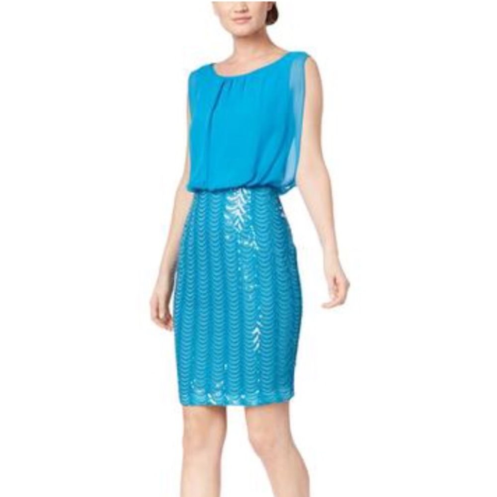Calvin Klein Elegant Blue Sleeveless Dress